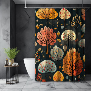 Rideaux De Douche Arbres et feuilles d'automne fantaisistes motif