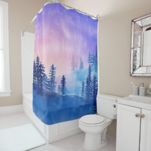 Rideaux De Douche Arbres forestiers Paysage extérieur Sunset Nature