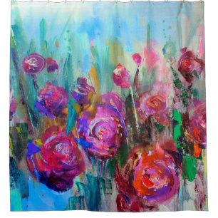 Rideaux De Douche Arbuste à fleurs de pivoines, peintures modernes,