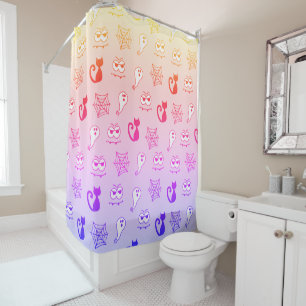 Rideaux De Douche Arc-en-ciel de fantômes, toiles d'araignées et cha
