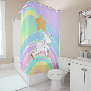 Rideaux De Douche Arc-en-ciel de licorne magique