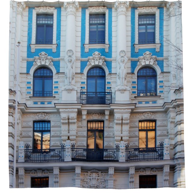 Rideaux De Douche Architecture Art Nouveau en Riga, Lettonie (Devant)