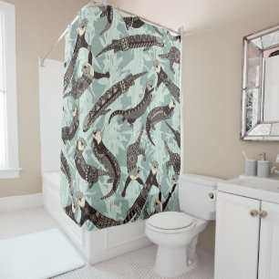 Rideaux De Douche argent de loutres de mer