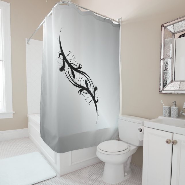 Rideaux De Douche Argent Orné (En situation)