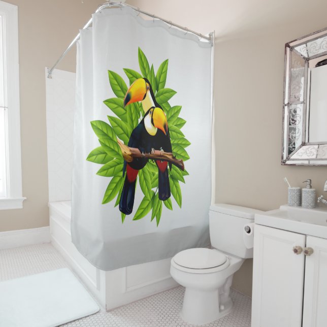 Rideaux De Douche Argent Toucan Duo (En situation)