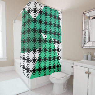 Rideaux De Douche Arlequin Triangle Vert