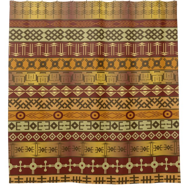 Rideaux De Douche Arrière - plan à motifs ethniques africains (Devant)