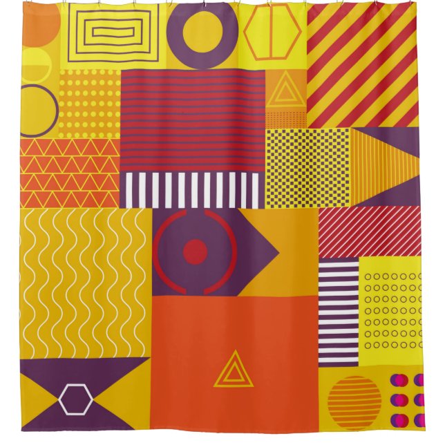 Rideaux De Douche arrière - plan abstrait graphique géométrique, vin (Devant)