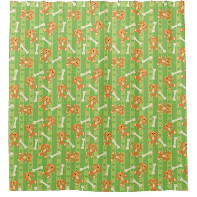 Rideaux De Douche arrière - plan avec des chiens et des os (Devant)