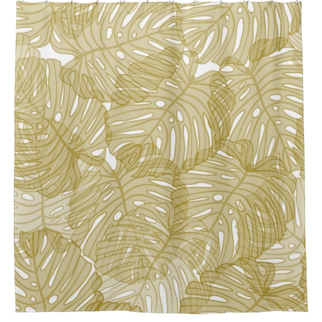 Rideaux De Douche Arrière - plan blanc de Feuille de Monstera transp (Devant)