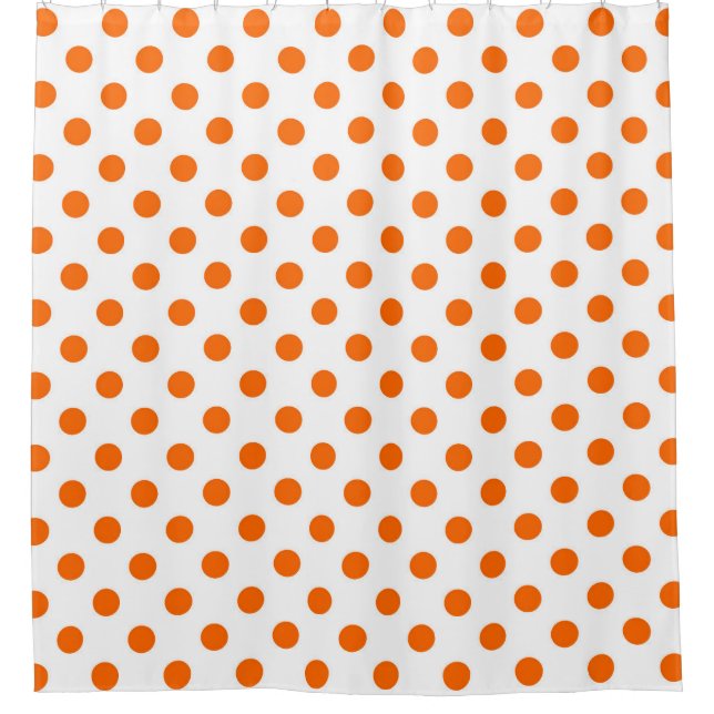 Rideaux De Douche Arrière - plan blanc Pois orange (Devant)