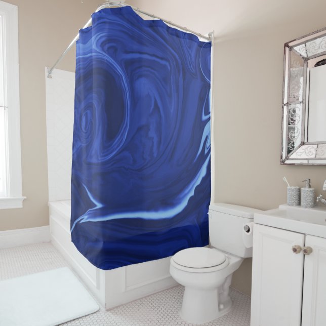 Rideaux De Douche arrière - plan bleu Cobalt (En situation)