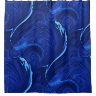 Rideaux De Douche arrière - plan bleu Cobalt Texté à la main