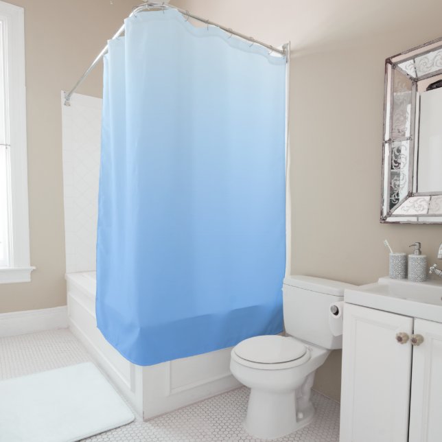 Rideaux De Douche Arrière - plan bleu pâle (En situation)