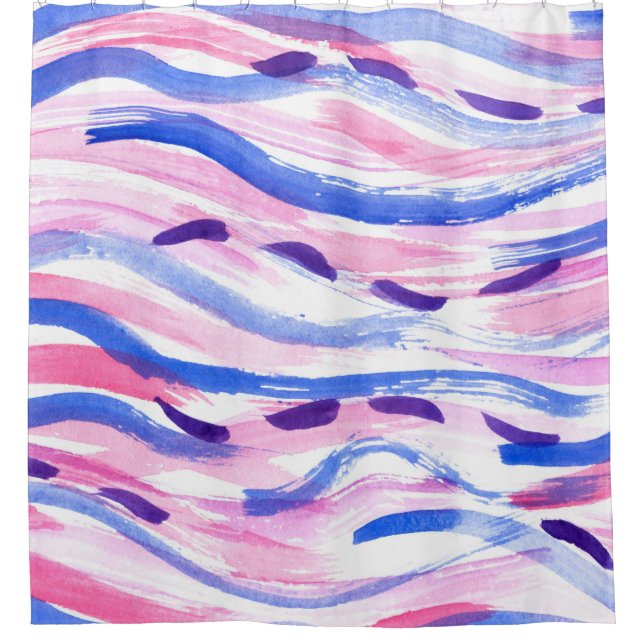 Rideaux De Douche arrière - plan d'aquarelle rayée Abstrait. Brosse (Devant)