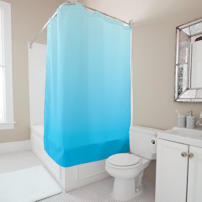 Rideaux De Douche Arrière - plan de dégradé de couleur bleu (En situation)