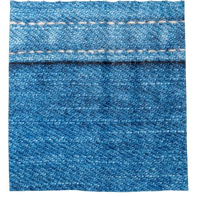 Rideaux De Douche Arrière - plan de texture jeans bleu. (Devant)