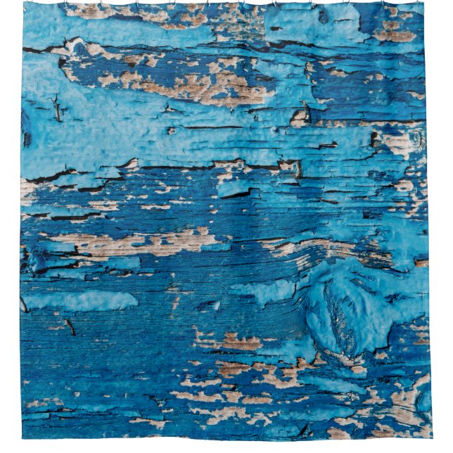 Rideaux De Douche Arrière - plan en bois bleu ancien  (Devant)