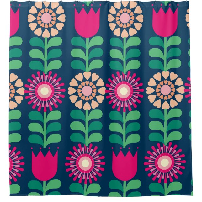 Rideaux De Douche Arrière - plan Fleur, Illustration Artistique Vint (Devant)