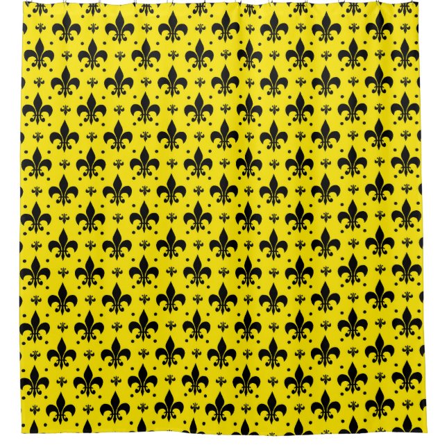 Rideaux De Douche Arrière - plan Jaune Fleur-de-lis Motif Design (Devant)