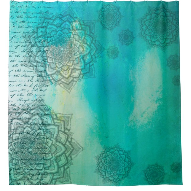 Rideaux De Douche Arrière - plan mandala grunge motif (Devant)