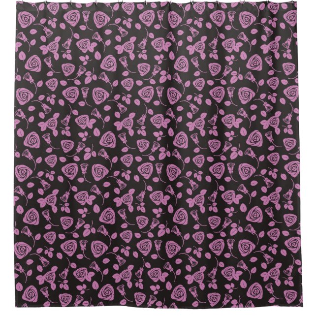 Rideaux De Douche Arrière - plan rose floral (Devant)