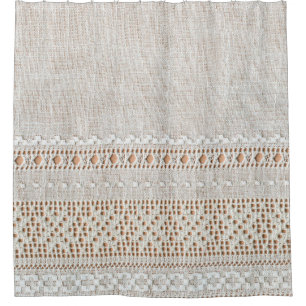 Rideaux De Douche Arrière - plan vintage dentelle avec broderie, gri