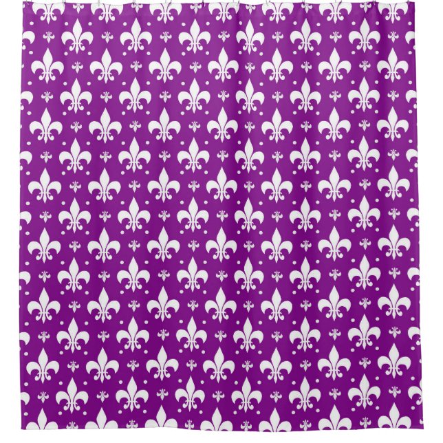Rideaux De Douche Arrière - plan violet Fleur-de-lis Design Motif (Devant)