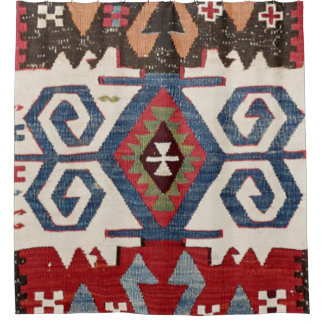 Rideaux De Douche Arrow en Diamant Bleu Konya // 19e siècle