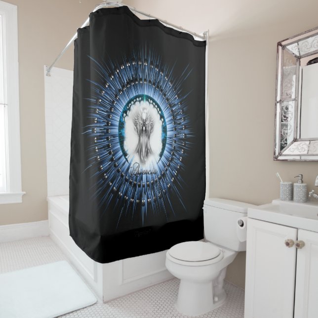 Rideaux De Douche Arsencia Ethereal Silver Light Fractal Art (En situation)