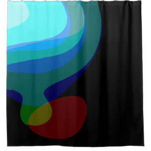 Rideaux De Douche Art Abstrait Bleu Et Noir 915