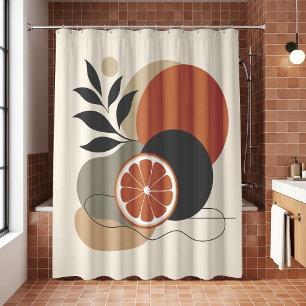 Rideaux De Douche Art Abstrait Bohème Moderne Orange et Terre Cuite