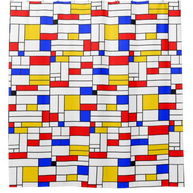Rideaux De Douche Art abstrait de style Piet Mondrian (Devant)