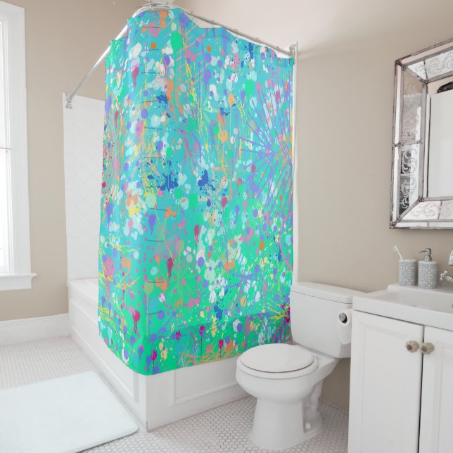 Rideaux De Douche Art abstrait : Petites créatures marines  (En situation)