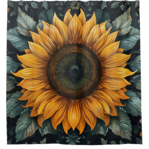 Rideaux De Douche Art botanique complexe du tournesol