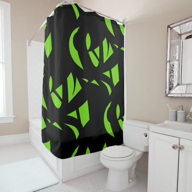 Rideaux De Douche Art contemporain vert / Noir (En situation)
