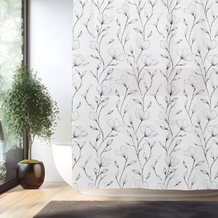 Rideaux De Douche Art de ligne de fleur simple minimaliste