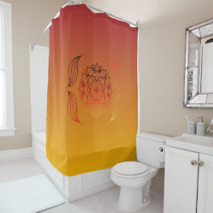 Rideaux De Douche Art de mandala floral rouge et orange
