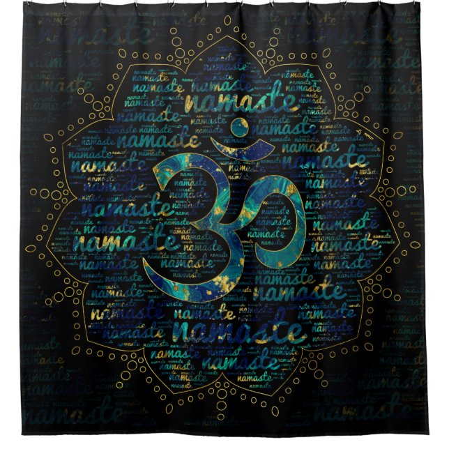 Rideaux De Douche Art de mot de Namaste dans Lotus avec le symbole (Devant)
