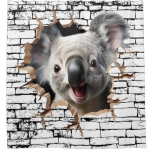 Rideaux De Douche Art de mur cassé 3D Koala – Safari réaliste
