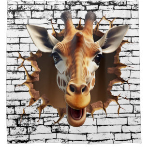 Rideaux De Douche Art de mur de girafe 3D – Safari réaliste