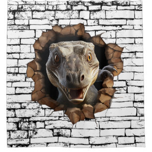 Rideaux De Douche Art de rupture de mur d'iguane 3D – Safari réalist