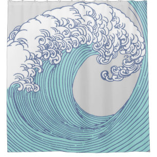 Rideaux De Douche Art de vague de surf Ukiyo-e japonais vintage de l