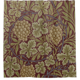Rideaux De Douche Art de vigne rouge vert William Morris