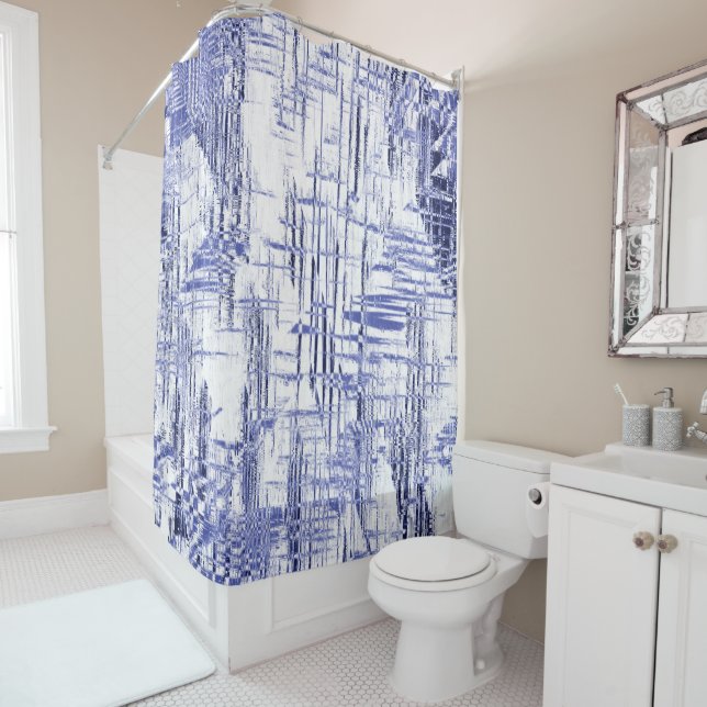 Rideaux De Douche Art Déco bleu (En situation)