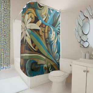 Rideaux De Douche Art Déco Cubiste Abstrait