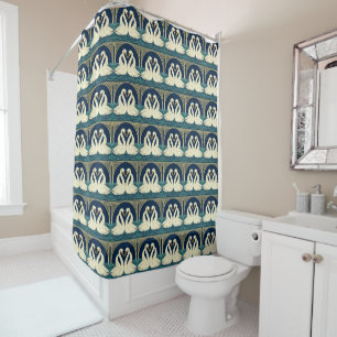 Rideaux de douche Art Déco Cygnes