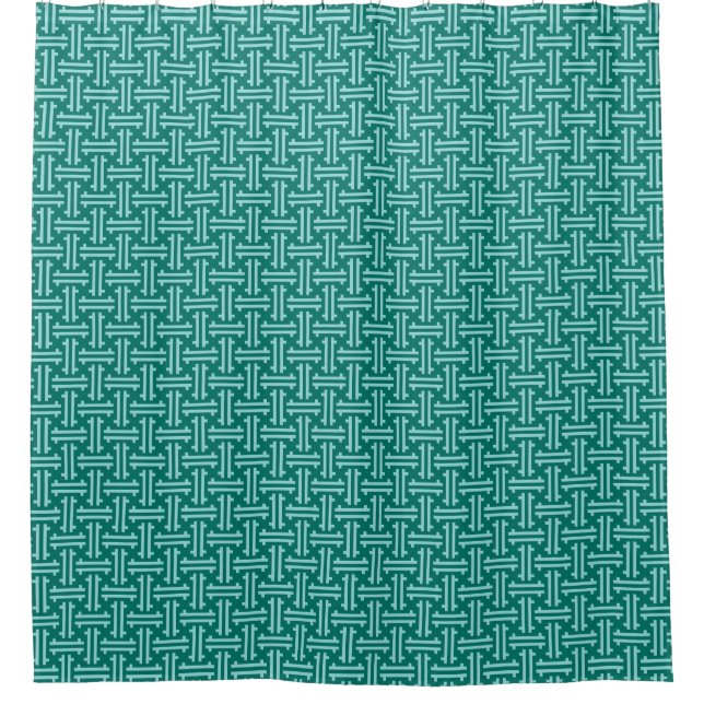 Rideaux De Douche Art déco furet chinois, turquoise et aqua (Devant)