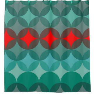 Rideaux De Douche art déco inspiré turquoise & rouge abstrait