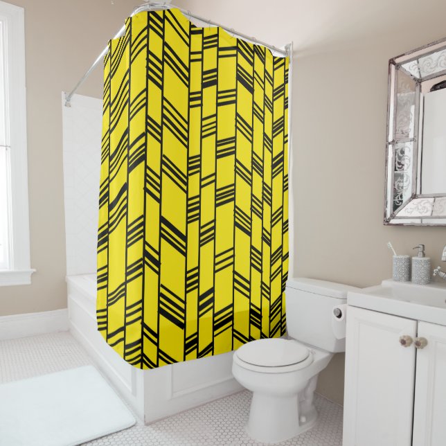 Rideaux De Douche Art déco jaune (En situation)